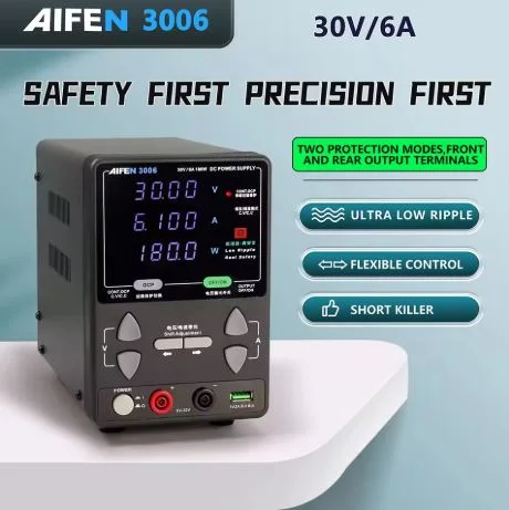 AIFEN 3006 DC Power Supply 30V 6A Lab Bench Power Supply Encoder Regulation Laboratory Power Supply Voltage Regulator Switch