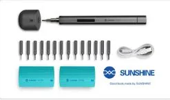 SUNSHINE SD-18E Electric Screwdriver Set S2 Alloy Steel with Mini Screwdriver Storage Box for IPhone IPad Camera Table Repair