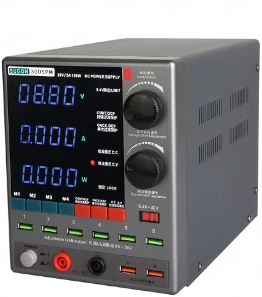 SUGON 3005PM Adjustable DC Power Supply 30V 5A 4 Digit Digital Lab Bench Power Stabilized Power Supply Voltage Regulator Switch