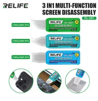RELIFE RL-087 3 in 1 Multifunctional Screen Disassembly Blade Tool Set for Mobile Phone Screen Curved Screen edge Repair tools
