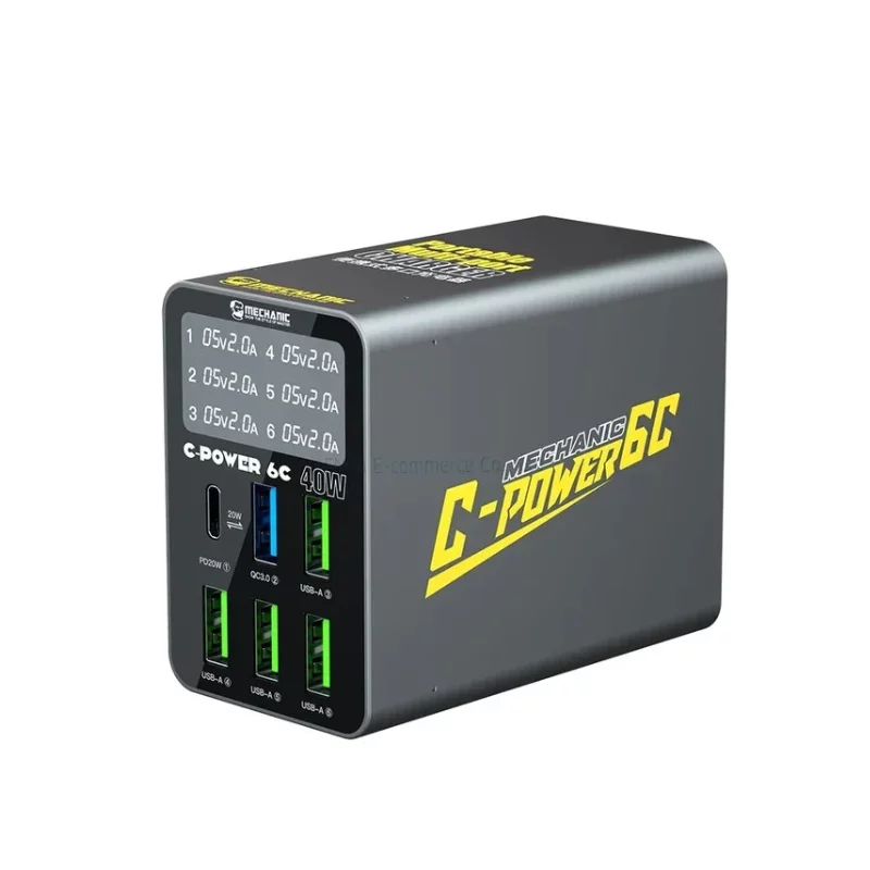MECHANIC C-POWER Multi Port USB Charger Socket for Mobile Phone Fast Charging, Intelligent Digital Display, Portable Tool