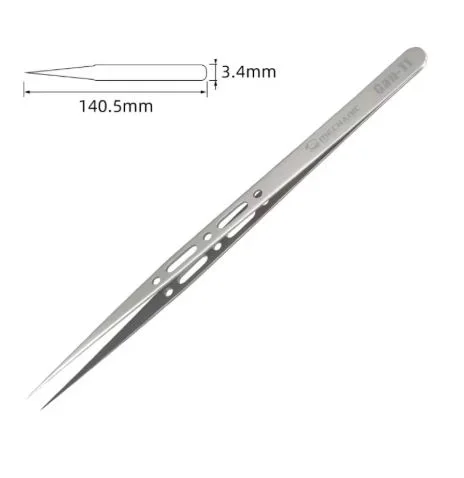 MECHANIC Extra Hard Anti-Magnetic Tweezer Stainless Steel Bent Pointed for Phone PCB Motherboard Soldering Repair Tweezers Tool - GAN-11:140.5*7.7*3.4MM - GAN-15:115.5*16.5*3.9MM
