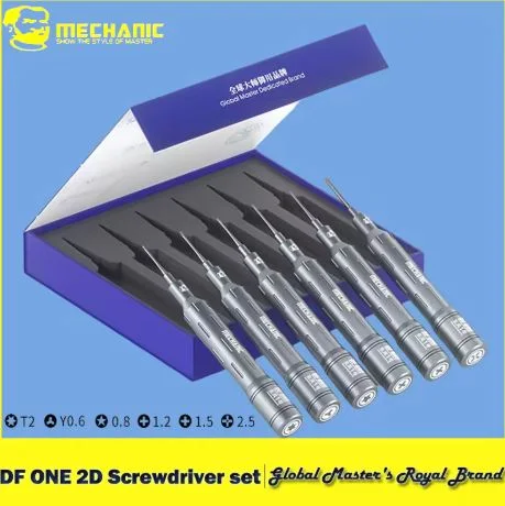 【MECHANIC】 DF ONE 2D Precision Screwdriver Hardness Steel Disassembly Tools Kit For Mobile Phone computer Repair -  Y0.6、☆0.8、T2、+1.2、+1.5、中板+2.5
