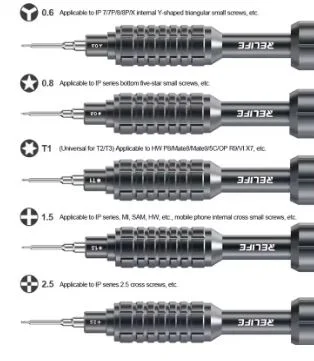 RELIFE RL-730A Universal Disassembly Screwdriver Set for Phone Strong Magnetic Suction Extra Hard S2 Steel Bit Repair Tools