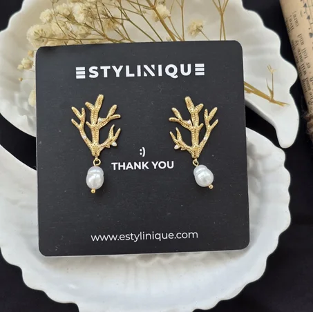 Coral-Pearl Earrings