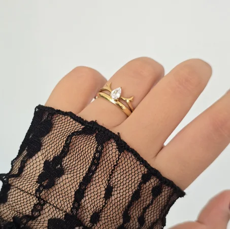 Pearl-Drop Crown Ring