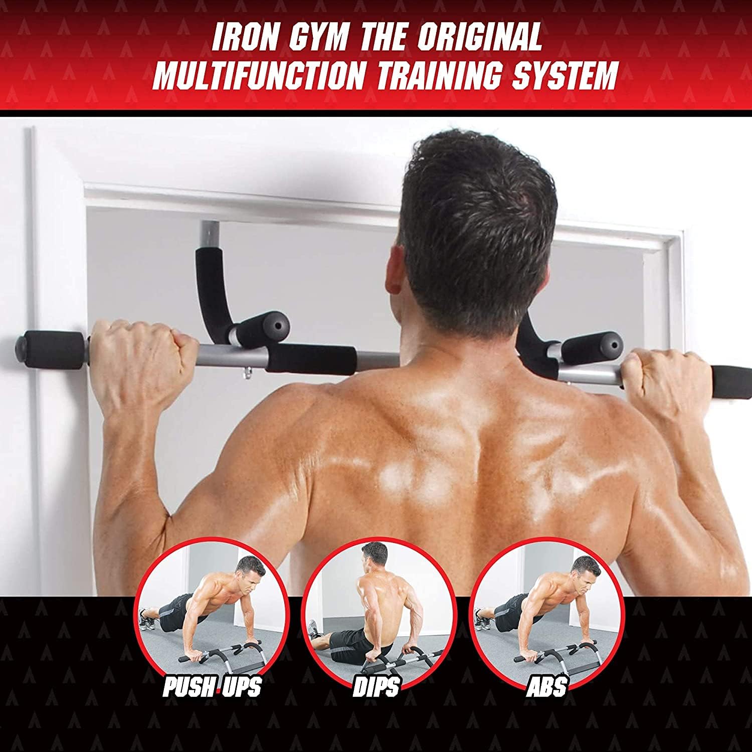 Door Gym- جهاز متعدد الاستخدامات يسمح لك بتقوية جميع عضلات الجزء العلوي: الظهر، الكتفين، الذراعين، الصدر، والترايسبس – قوتك تبدأ من هنا 💪 تمارين عقلة، ضغط، بطن، وأكثر – بدون معدات،سهولة، نتائ