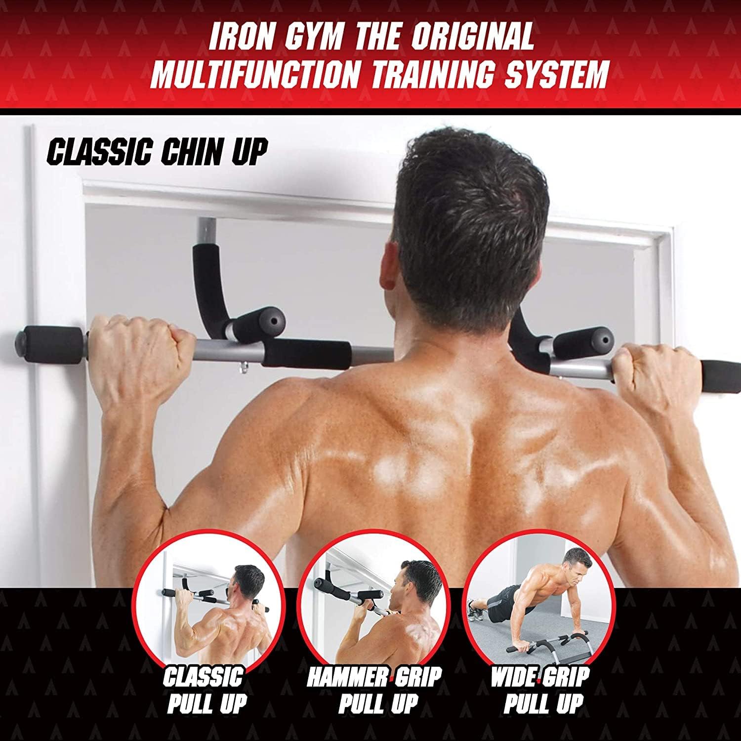 Door Gym- جهاز متعدد الاستخدامات يسمح لك بتقوية جميع عضلات الجزء العلوي: الظهر، الكتفين، الذراعين، الصدر، والترايسبس – قوتك تبدأ من هنا 💪 تمارين عقلة، ضغط، بطن، وأكثر – بدون معدات،سهولة، نتائ
