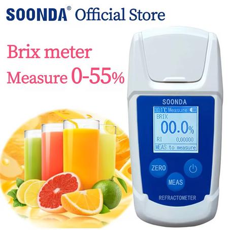Compteur Brix  0 - 55% numérique pour mesurer la teneur en sucre, réfractomcirculation, jus de fruits, boissons Sprite, boisson, testeur de sucre