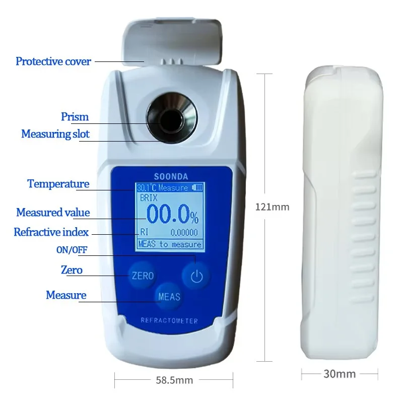 REVASRI Réfractomètre Brix numérique rechargeable pour teneur en sucre liquide avec écran LCD, plage de 0 à 55 %, précision ± 0,2 % avec compensation automatique de la température REVASRI Réfractomètre Brix numérique rechargeable pour teneur en sucre liquide avec écran LCD, plage de 0 à 55 %, précision ± 0,2 % avec compensation automatique de la température
