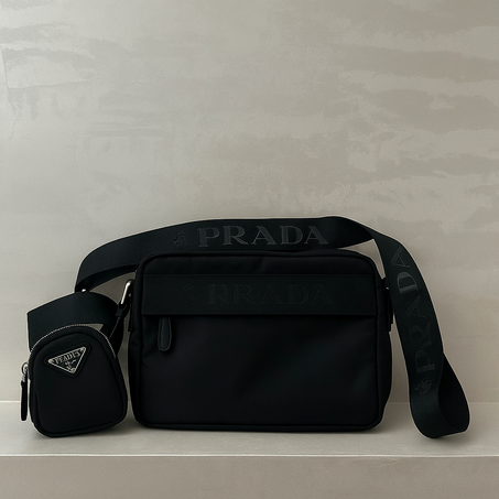 Sac Bandoulière Noir Prada + Pochette