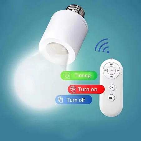 حامل المصباح E27 مع مؤقت وريموت