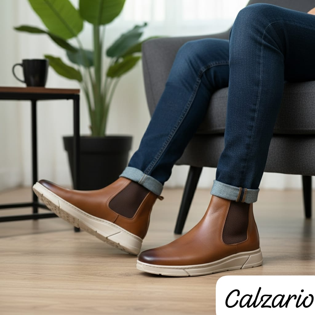 Calzariio | بوت رجالي أنيق من الجلد الطبيعي – مريح وأسلوب عصري راقٍ