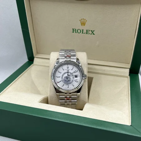 Rolex sky dweller silver tableau blanc