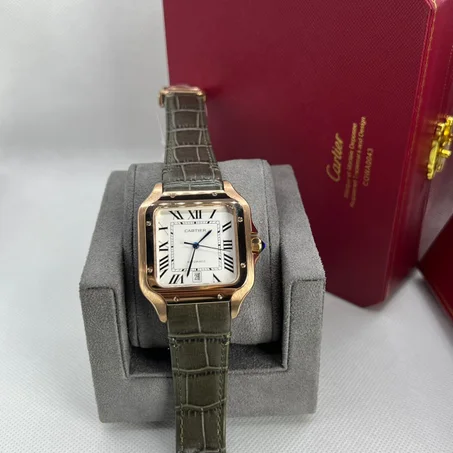 Cartier santos automatique cuire marron