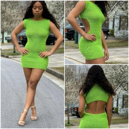 Robe Sexy au Crochet Vert