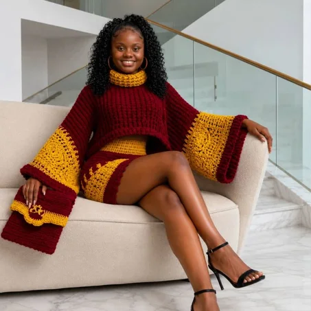 Ensemble Crochet  Haut Mâche Longue