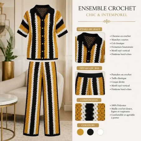 Ensemble Crochet Pantalon Chemise