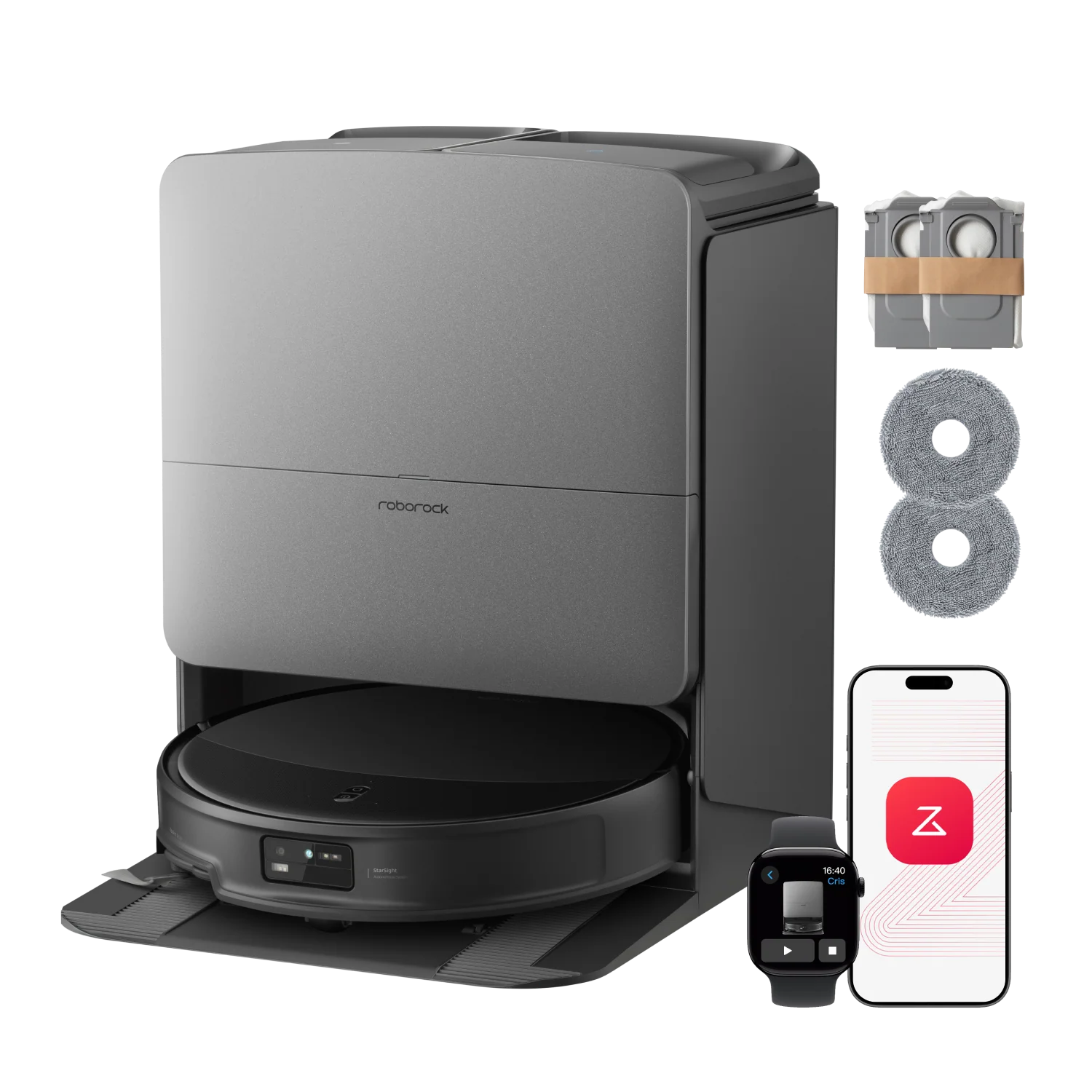 Roborock Saros 20 Set Aspirateetur Robot 36 000 Pa Lavage à l’eau chaude 100 °C AdaptiLift 3.0 Système autonome StarSight 2.0