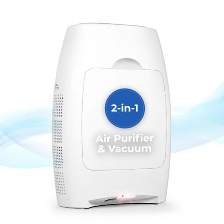 EyeVac Air Purificateur d’Air HEPA 2-en-1 & Aspirateur Sans Contact avec Ramasse-Poussière Automatique Blanc