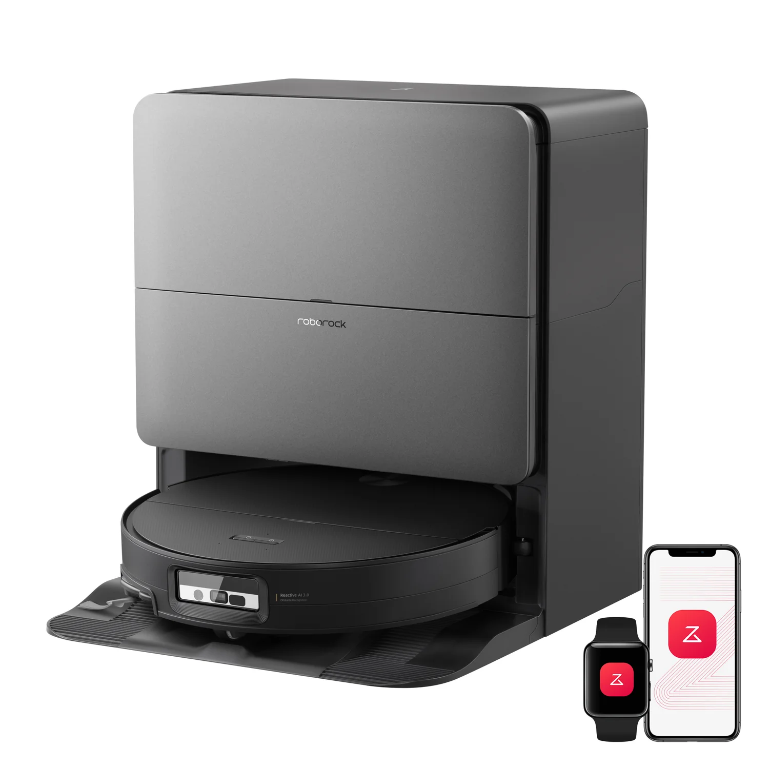 Roborock Saros 20 Sonic Aspirateetur Robot 36 000 Pa Lavage à l’eau 100 °C VibraRise 5.0 Châssis AdaptiLift 3.0 7,95 cm Noir