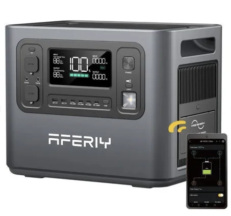Générateur électrique portable - AFERIY - 2048Wh/2400W - Charge rapide 1,7h - Sortie 220-240V - UPS & App