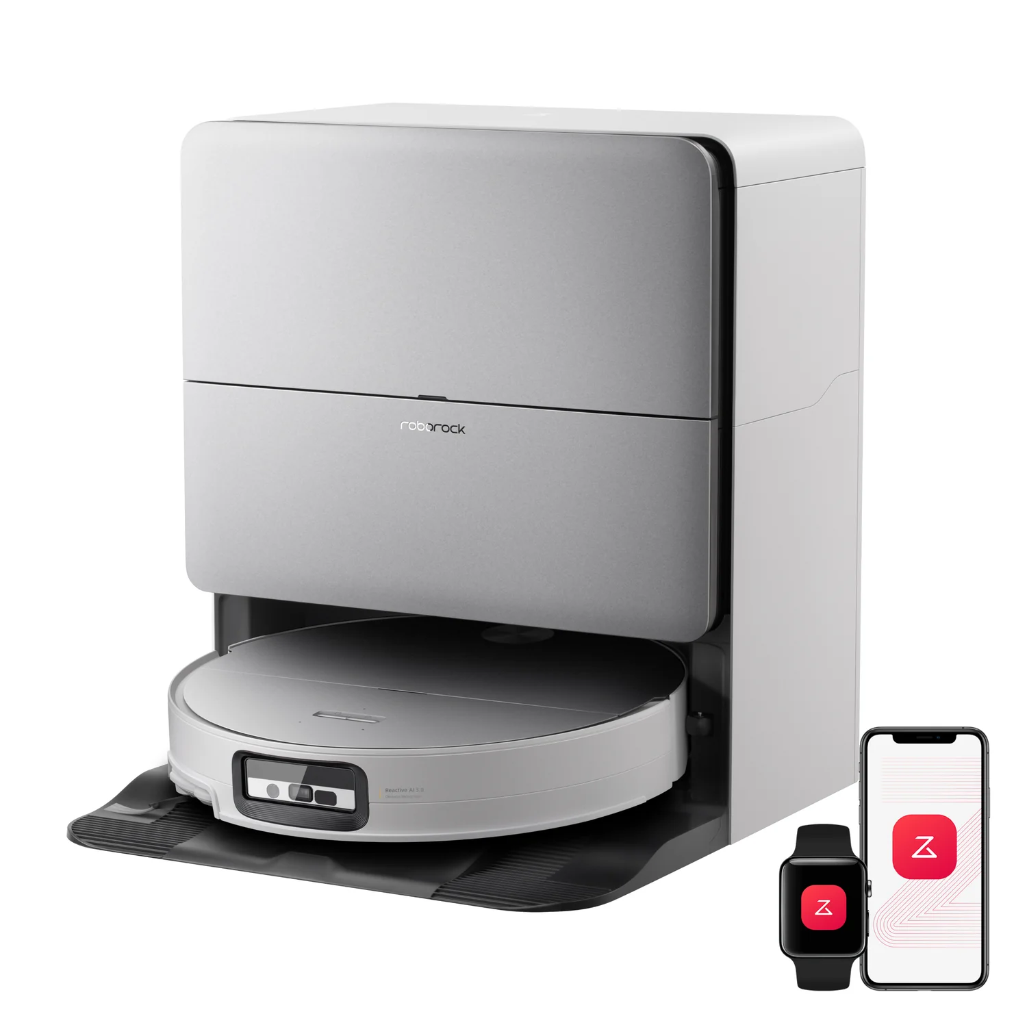 Roborock Saros 20 Sonic Aspirateetur Robot 36 000 Pa Lavage à l’eau 100 °C VibraRise 5.0 Châssis AdaptiLift 3.0 7,95 cm Blanc