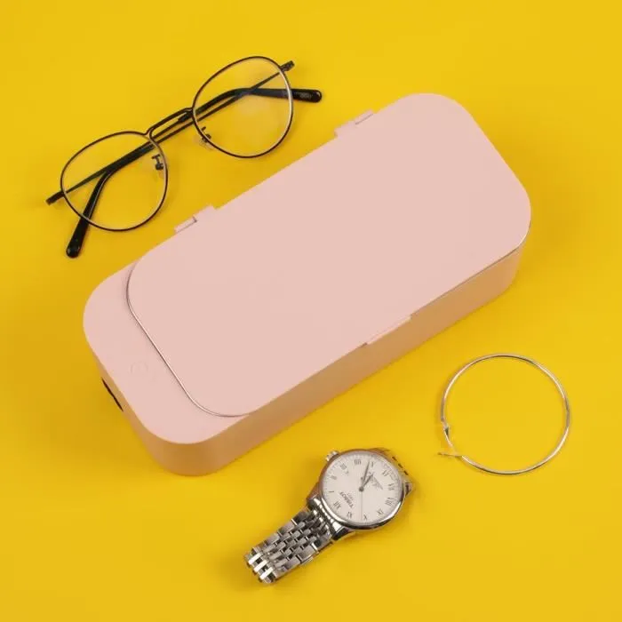 Nettoyeur à Ultrasons Rose ​Portable Meilleure Machine Pour Lunettes Bijoux Ménagers Mini Montre Dispositif De Vibration