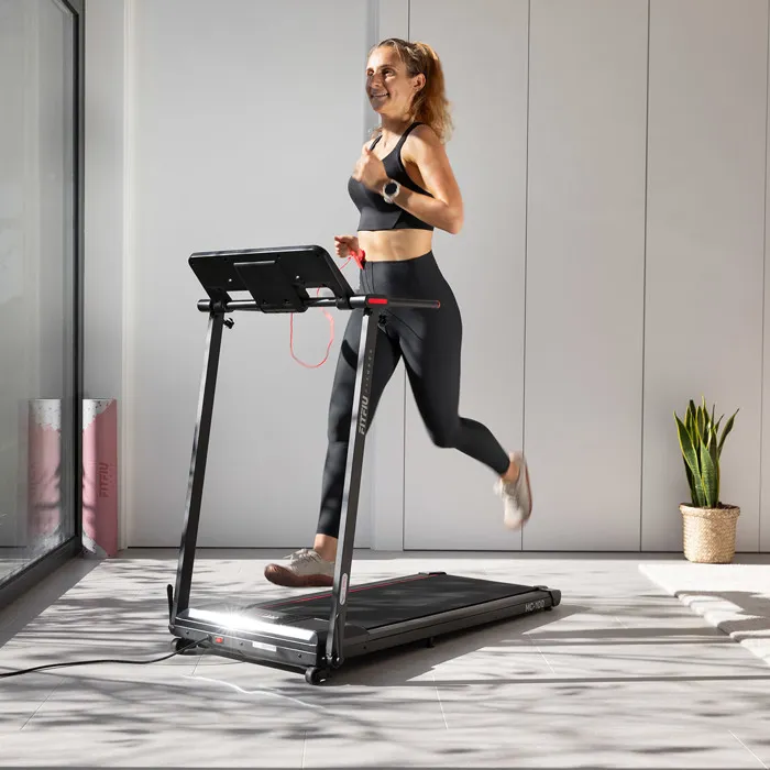 FITFIU Fitness MC-100 – Tapis De Course Pliable 12km/h, Bluetooth, Appli KINOMAP, Amorti, 12 Programmes