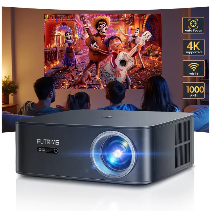 Netflix Certifié Videoprojecteur 4K WiFi 6 Bluetooth, 30000 Lumens Projecteur Video Auto Focus Keystone, Portable Natif FHD 1080P