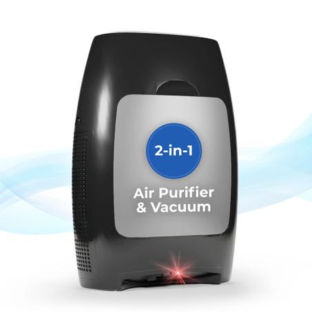 EyeVac Air Purificateur d’Air HEPA 2-en-1 & Aspirateur Sans Contact avec Ramasse-Poussière Automatique Noir