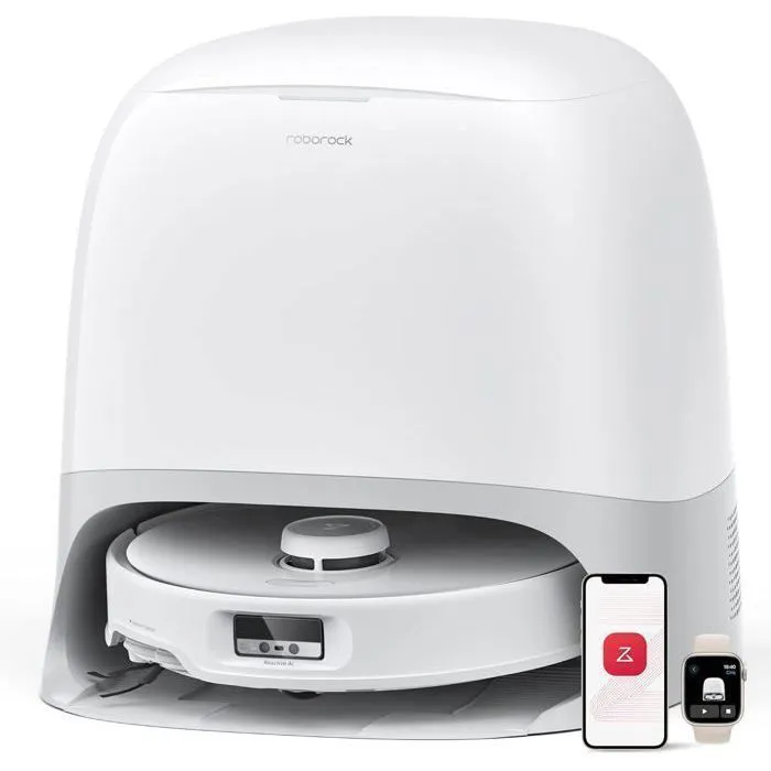 Roborock Qrevo Curv Aspirateur Robot, Laveur 18 500 Pa, Système Anti-enchevêtrements FlexiArm Brosse & Serpillière Lavage à 75°C