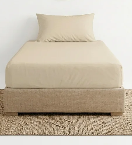 Drap-Housse 90x190 cm + 1 Taie d’Oreiller - Beige – Tissu Doux et Résistant – Confort & Style