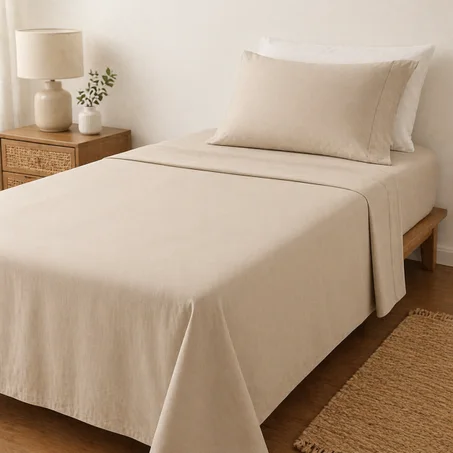 Drap Plat 1 Place – Tissu Doux et Léger – Confort Quotidien - Beige