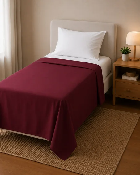 Drap Plat 1 Place – Tissu Doux et Léger – Confort Quotidien - Rouge