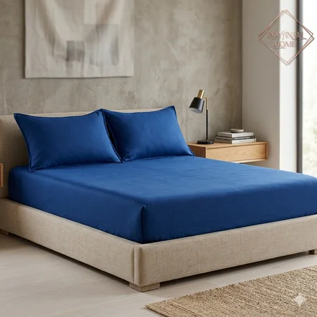 Drap-Housse 140x200 cm + 2 Taies d’Oreiller - Bleu – Confort Doux & Pratique – Tissu Résistant