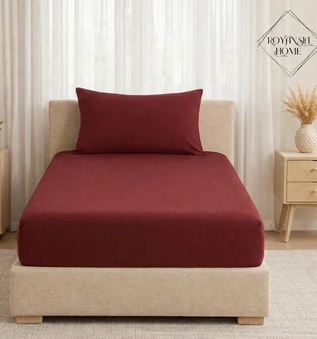 Drap-Housse 90x190 cm + 1 Taie d’Oreiller - Rouge – Tissu Doux et Résistant – Confort & Style