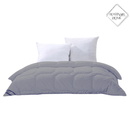 Couette 2 Places + 2 Taies d’Oreiller – Confort Chaleureux & Douceur Quotidienne - Gris