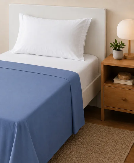 Drap Plat 1 Place – Tissu Doux et Léger – Confort Quotidien - Bleu