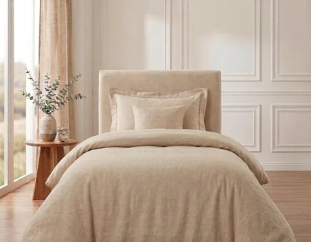 Housse de Couette 1 Place – Protection Élégante & Confort Doux - Beige