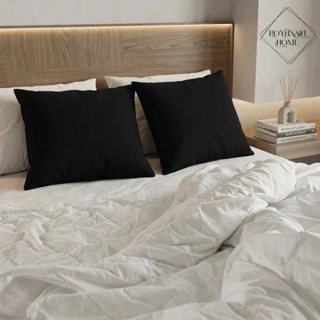 Taie d’Oreiller 50x70 – Douce, Pratique & Élégante - Noir