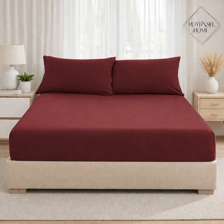 Drap-Housse 140x200 cm + 2 Taies d’Oreiller - Rouge – Confort Doux & Pratique – Tissu Résistant