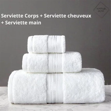 Pack Salle de Bain Complète – Confort, soin et hygiène réunis "Serviette Corps + Serviette cheuveux + Serviette main"