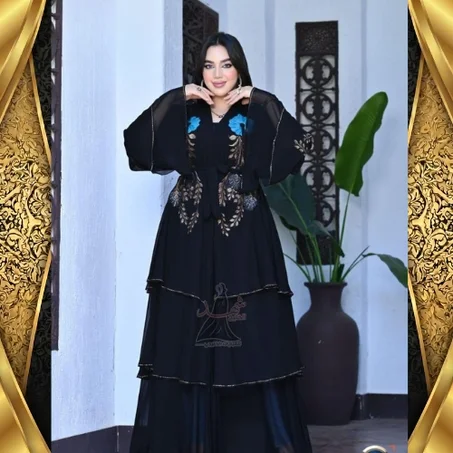 عباءة "الأميرة" الملكية بـ 3 طبقات – أناقة خليجية فاخرة بتطريز يدوي ساحر