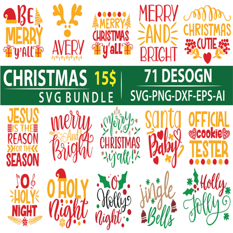 Christmas SVG Bundle with 71 Designs