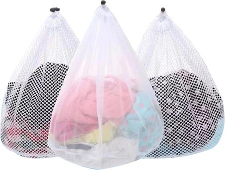 3 bolsas de malla para lavandería para lavadora, bolsas de malla jumbo para ropa delicada, ropa de cama, juguetes con cierre de cordón resistente (3 XXL, 28 x 26 pulgadas)