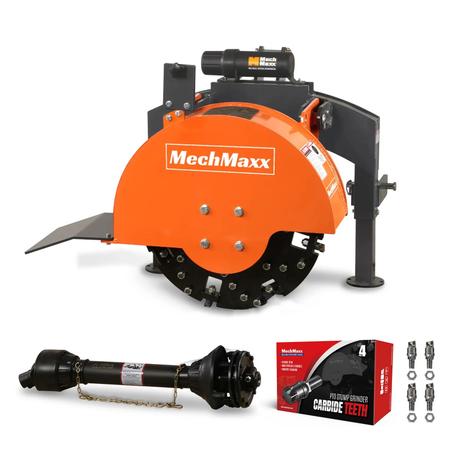 MechMaxx 3-Point PTO Stump Grinder with 34 Carbide Teeth (PTO Shaft Included with Slip Clutch), for 15-45HP Tractor, SG24
