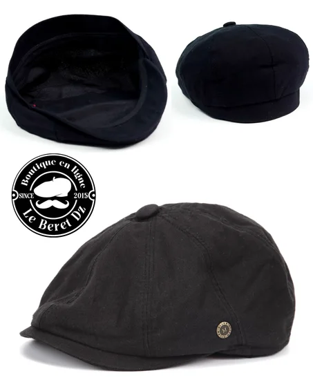 BERET NOIR EN LIN ANGLAIS