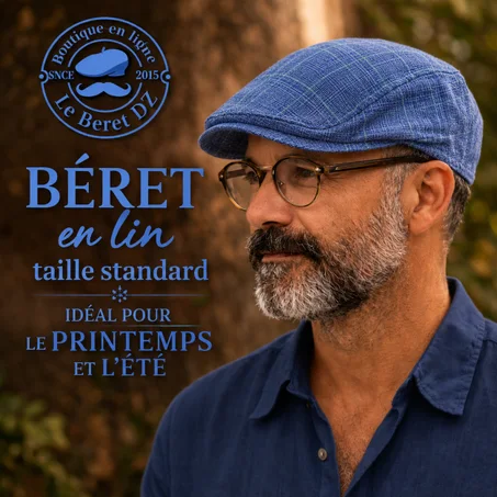 beret bec de canard bleu claire a carreaux