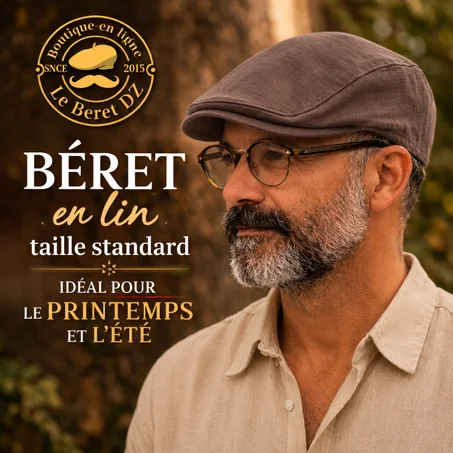 Beret Bec De Canard en Lin Marron